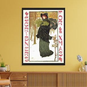 Vintage Christmas Art Nouveau Scribners Cover 1895 Canvas Print
