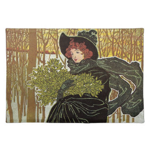 Vintage Christmas Art Nouveau Scribners Cover 1895 Cloth Placemat