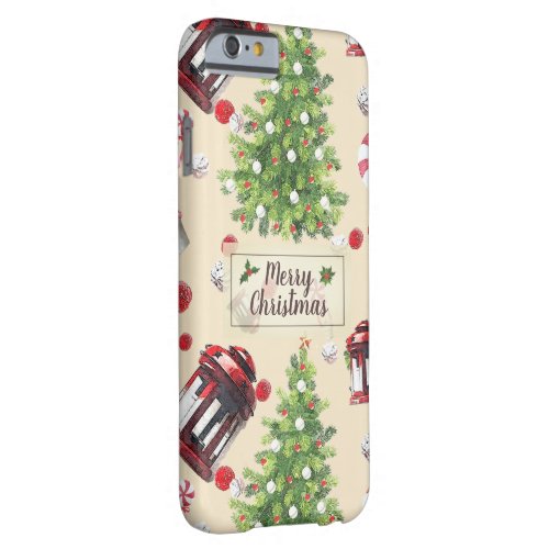 Vintage Christmas Art Pattern Barely There iPhone 6 Case
