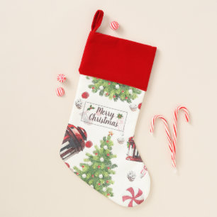 Vintage Christmas Art Pattern Christmas Stocking