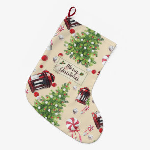 Vintage Christmas Art Pattern Large Christmas Stocking