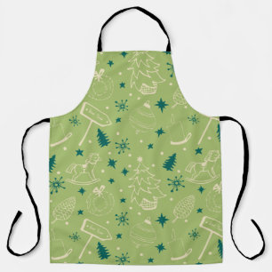 Vintage Christmas Art Pattern One Little Christmas Apron