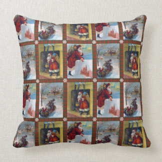 Vintage Christmas Art Pattern Throw Pillow