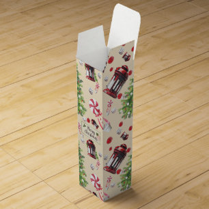 Vintage Christmas Art Pattern Wine Box