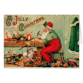 Vintage Christmas At Santa's Workshop by greetingcardsonline at Zazzle