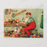 Vintage Christmas At Santa&#39;s Workshop Holiday Postcard at Zazzle