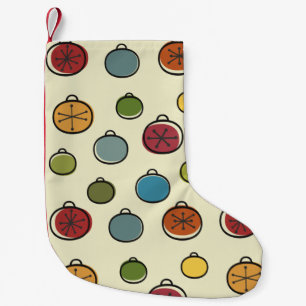 Vintage Christmas Atomic Era Colorful Ornaments Small Christmas Stocking