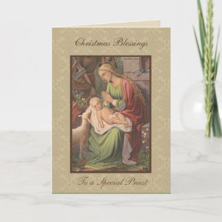 Vintage Christmas Baby Jesus Catholic Priest Holiday Card