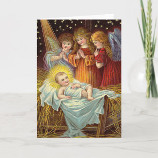 Vintage christmas baby jesus holiday card
