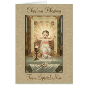 Vintage Christmas  Baby Jesus Tabernacle Nun Cards