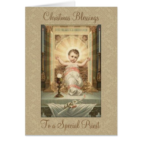 Vintage Christmas  Baby Jesus Tabernacle Priest