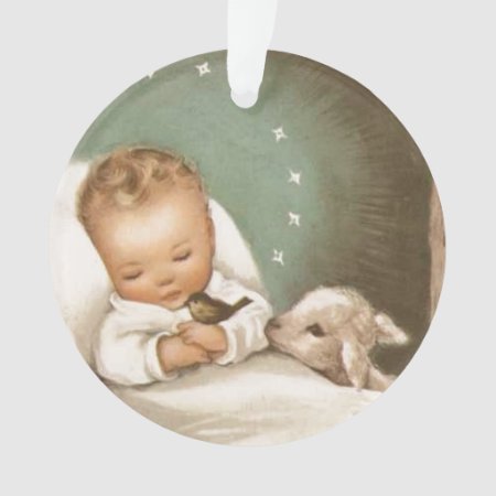 Vintage Christmas Baby Jesus With Lamb Ornament