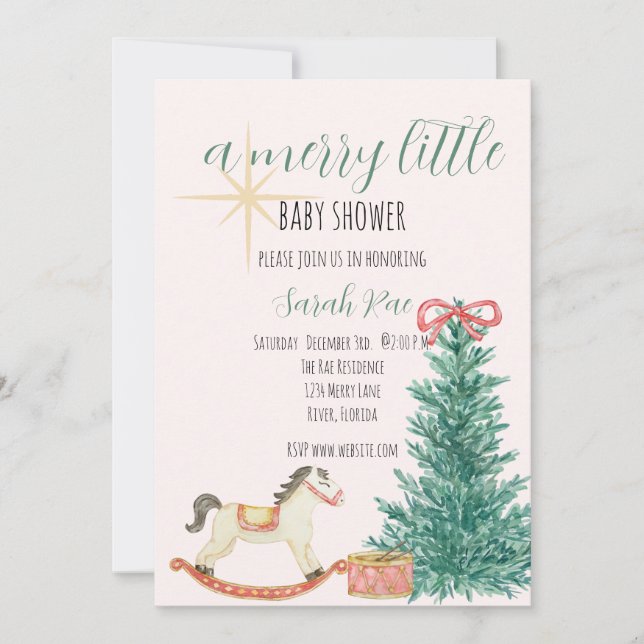 Vintage Christmas Baby Shower Invitation (Front)