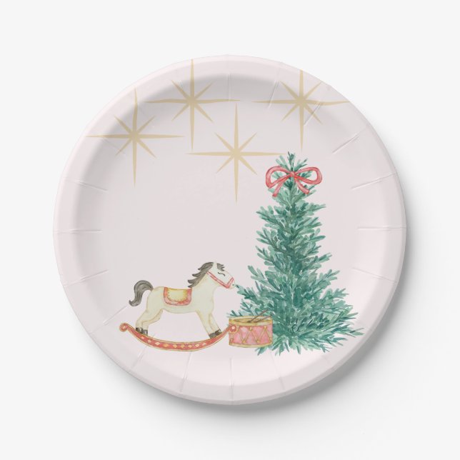 Vintage Christmas Baby Shower Invitation Paper Plates (Front)