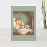Vintage Christmas Baby With Lamb Holiday Card<br><div class="desc">Vintage Christmas baby with lamb design.</div>