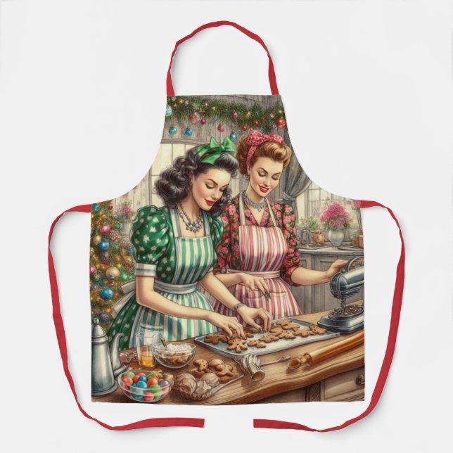 Vintage Christmas Baking Cookies  Apron (Front)