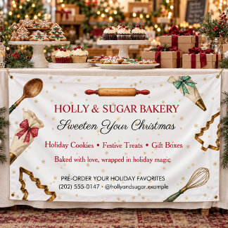 Vintage Christmas Baking Utensils Bakery Banner