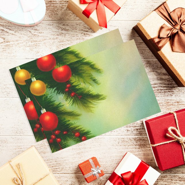 Vintage Christmas Balls On Pine Branches Tissue Paper (Creator Uploaded)