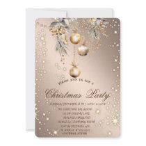Vintage Christmas Balls Rose Gold Christmas  Invitation