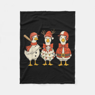 Vintage Christmas Baseball Goose Merry Christmas B Fleece Blanket