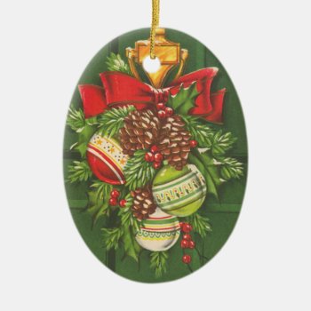 Vintage Christmas Bauble Customizable Ceramic Ornament by Zazilicious at Zazzle