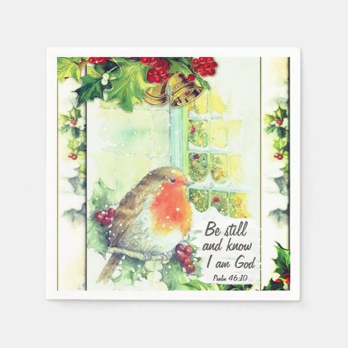 Vintage Christmas Be Still and Know Bible Verse Napkins