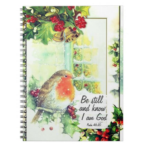 Vintage Christmas Be Still and Know Bible Verse Notebook