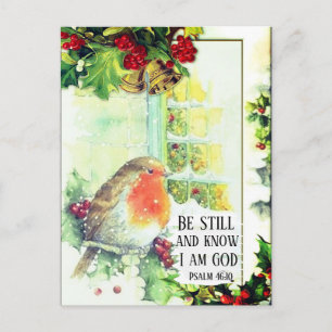 Vintage Christmas "Be Still and Know" Bible Verse Postcard