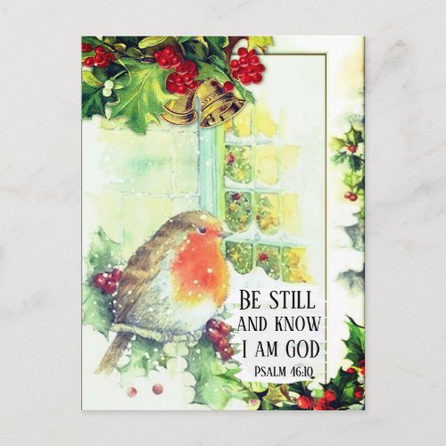 Vintage Christmas Be Still and Know Bible Verse Postcard