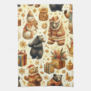 Vintage Christmas Bear Kitchen Towel