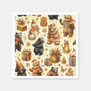 Vintage Christmas Bear Napkins