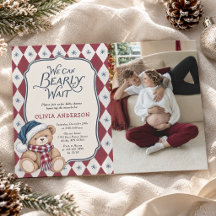 Vintage Christmas Bear Preppy Baby Shower Photo