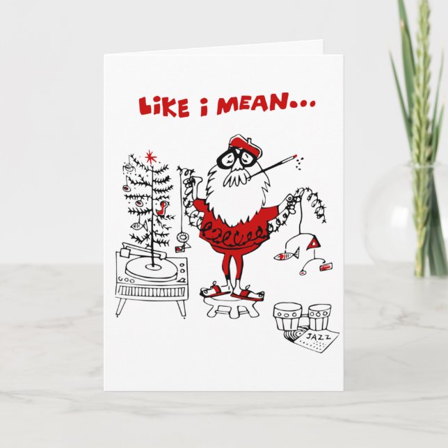 Vintage Christmas Beatnik Greeting Card (Front)