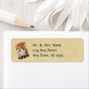 Vintage Christmas Bell Address Labels | Zazzle