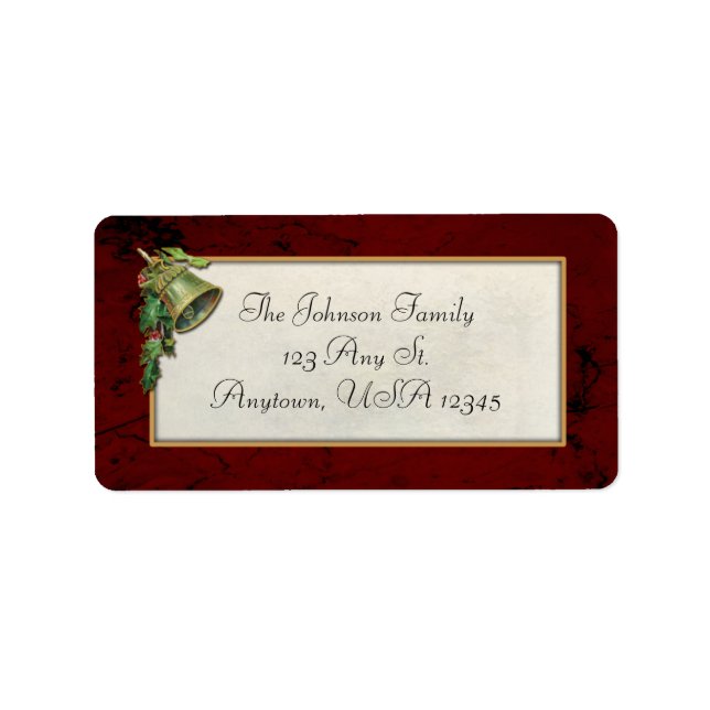 Vintage Christmas Bell and Holly Label (Front)