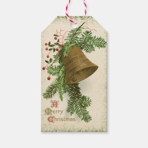 Vintage Christmas Bell (Evergreen) Gift Tag