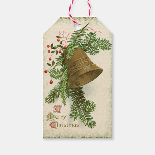 Vintage Christmas Bell (Evergreen) Gift Tag