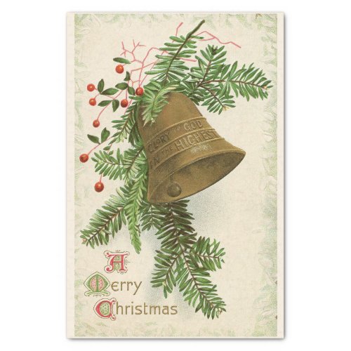 Vintage Christmas Bell Evergreen Tissue Paper