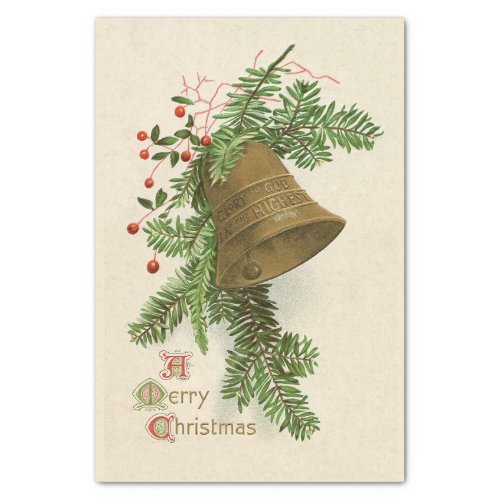 Vintage Christmas Bell Evergreen Tissue Paper