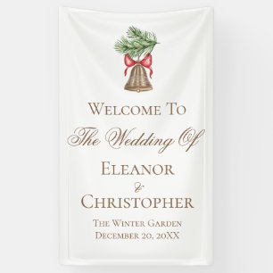 Vintage Christmas Bell Minimalist Holiday Wedding Banner