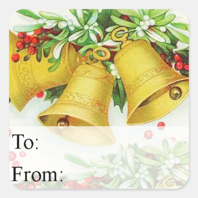 Vintage Christmas Bells Gift Tag (Front)