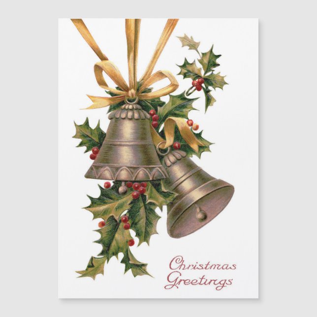 Vintage Christmas Bells Holiday Card (Front)