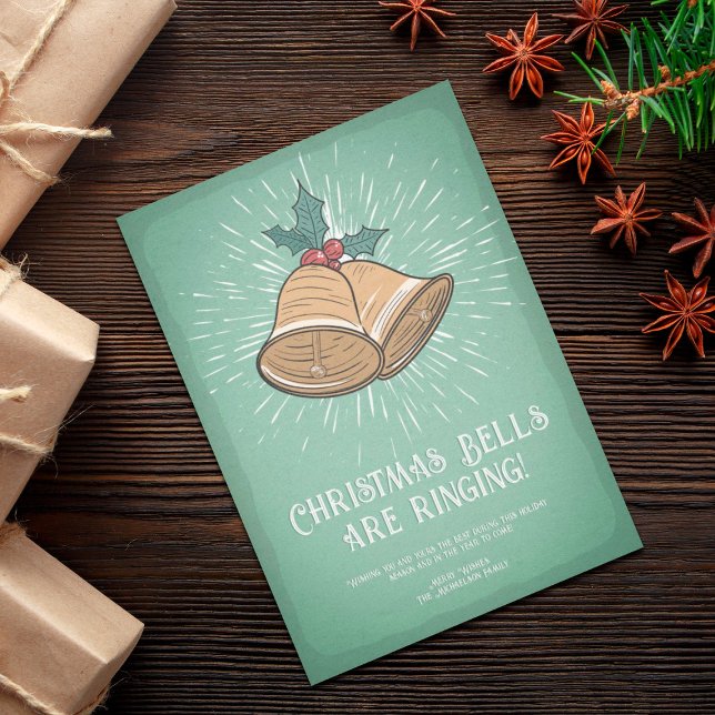Vintage Christmas Bells Holiday Card (Creator Uploaded)