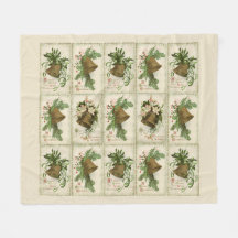 Vintage Christmas Bells Holiday Fleece Blanket