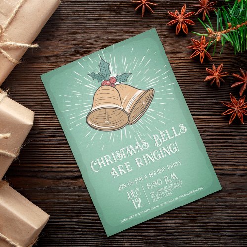 Vintage Christmas Bells Holiday Party Invitation