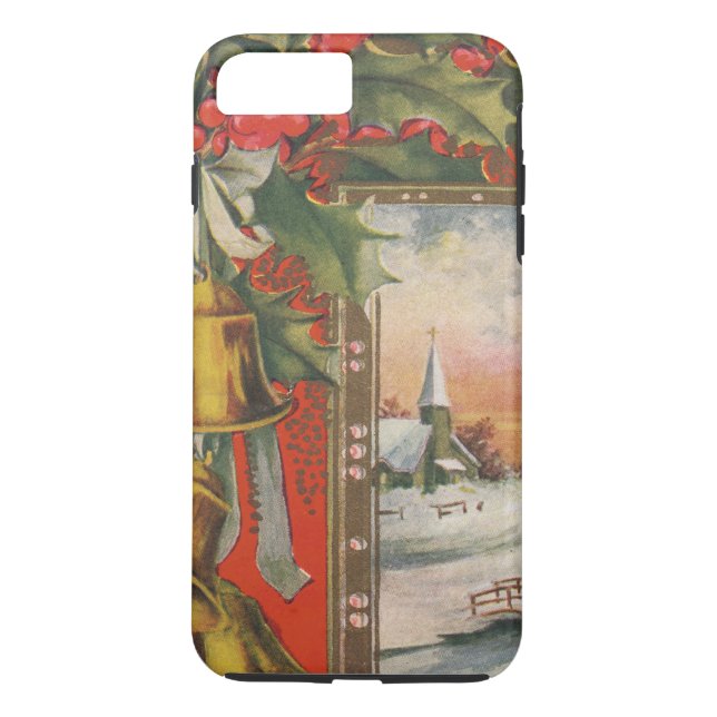 Vintage Christmas, Bells, Holly, iPhone 7 Case (Back)
