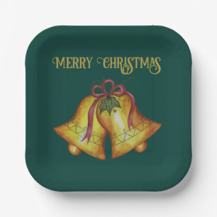 Vintage Christmas Bells Paper Plates 
