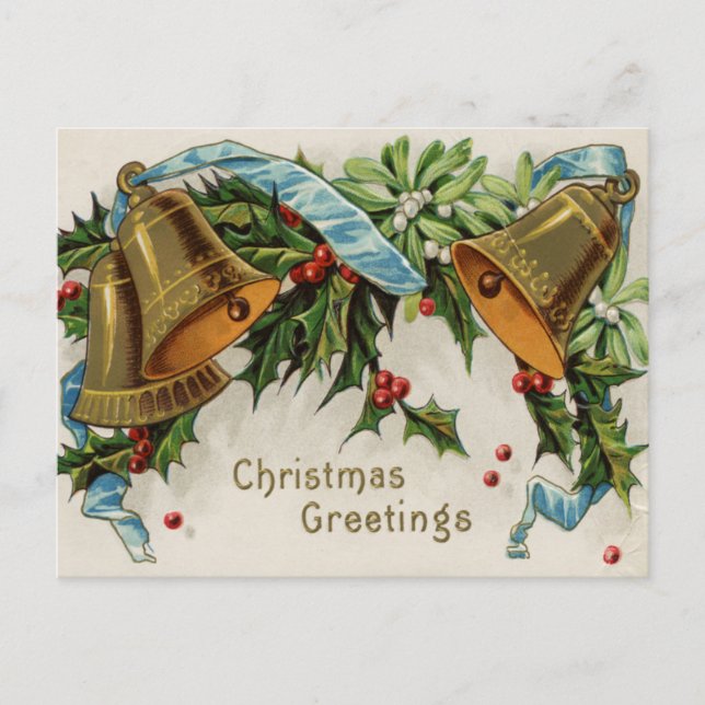 Vintage Christmas Bells Postcard (Front)