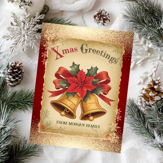 Vintage Christmas Bells Snowflakes Red Holiday  (Creator Uploaded)