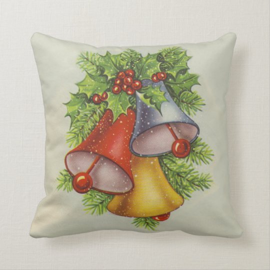 Vintage Christmas Bells Throw Pillow